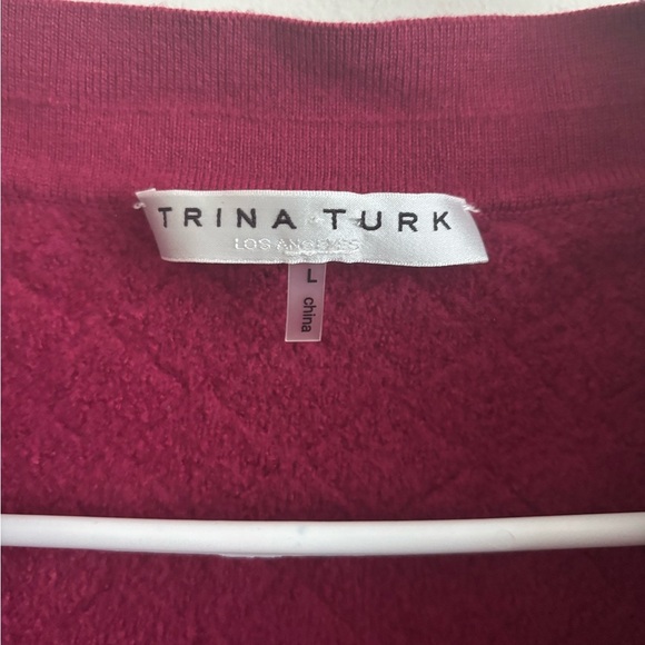 Trina Turk 100% Wool Sweater Womens Large Puff Sleeve V- Neck Pullover Boho Chic - Picture 4 of 5